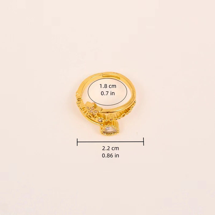 Wholesale Micro-paved zircon heart and five-pointed star ring