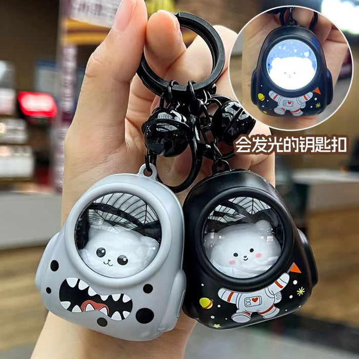 Wholesale Cartoon Luminous Backpack Kitten Bear Keychain Pendant Student Schoolbag Hanging Nightlight Children's Toy Engraving