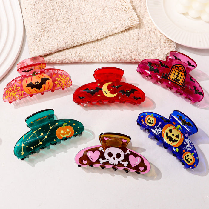 Wholesale  Transparent Claw Clip Hair Accessory For Women Pumpkin Bat Dark Style Shark Clip Boutique Resale