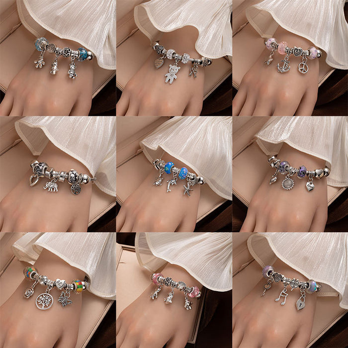 Wholesale Stainless Steel Bracelet Love Bear DIY Beaded Open Bracelet Multi-element sy Crystal Bracelet