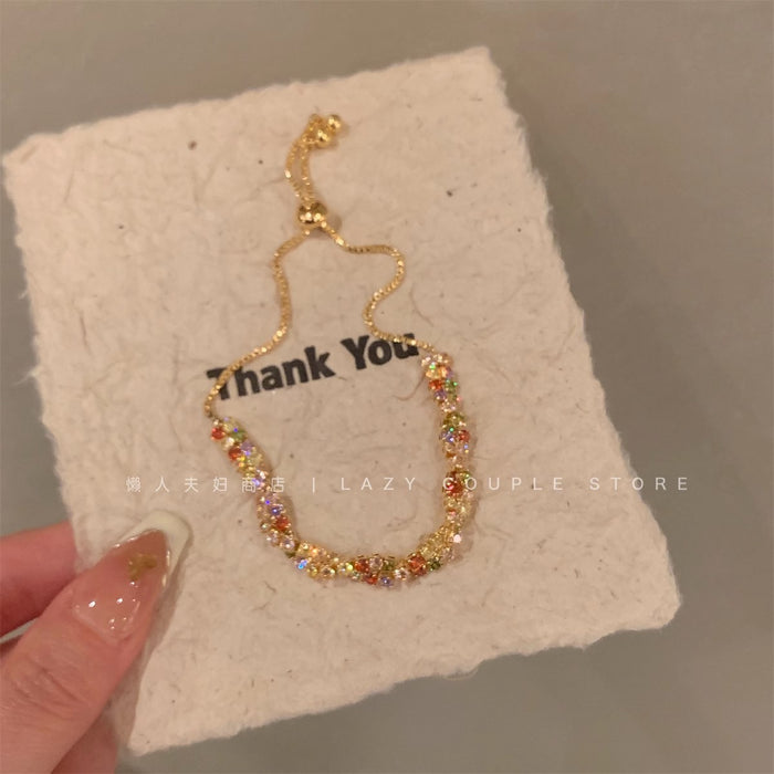 Wholesale Super Flash Colored Zircon Bracelet, Light Luxury, Niche, Exquisite, High End, Same Style Bracelet Jewelry