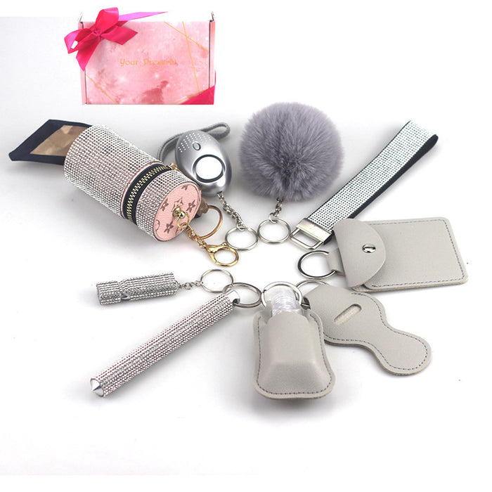 Wholesale Multifunctional Leather Pom Pom Keychain Diamond 9-piece Set JDC-KC-TouMS046