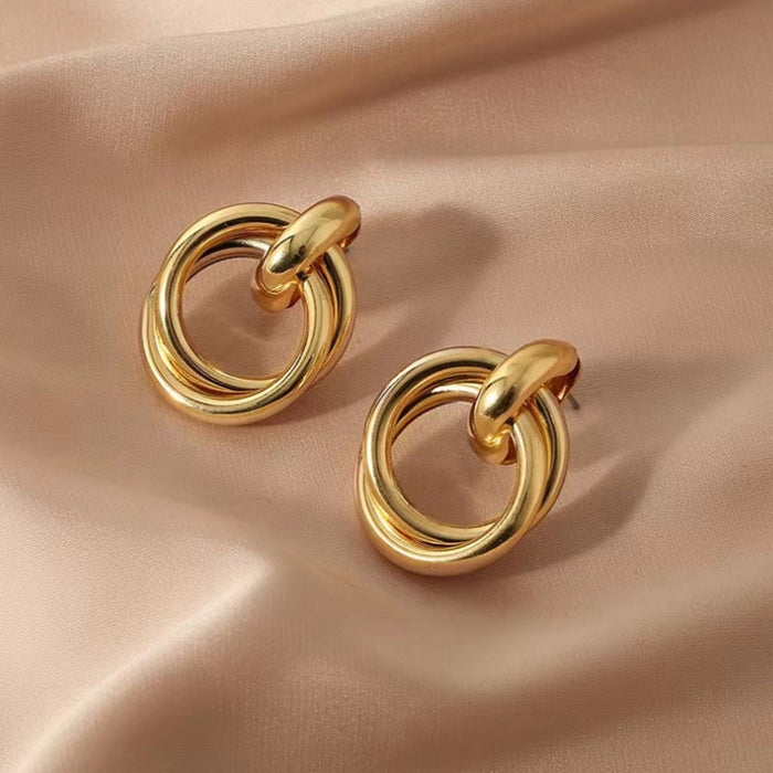Wholesale Fashion Retro Earrings Texture Double-Layer Winding Earrings Earrings