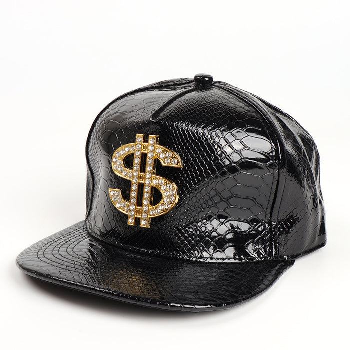 Wholesale PU Gold Dollar Sign Crocodile Pattern Flat Brim Baseball Cap JDC-FH-KuangH001