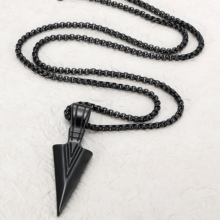 Wholesale Personalized triangular spearhead pendant, street fashion titanium steel necklace, sweater chain