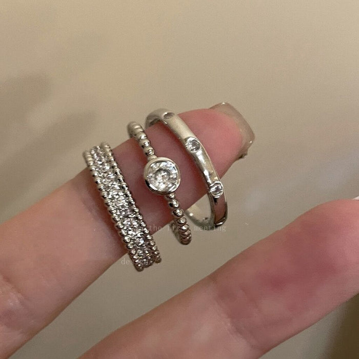 Wholesale Plain zircon metal ring set with niche design, simple index finger ring