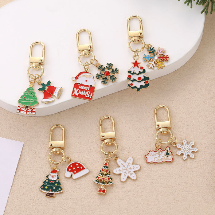 Wholesale Cartoon metal pendant cute  car keychain bag ornament Christmas gift