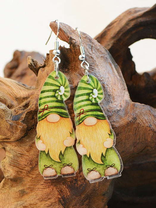 Wholesale Saint Patrick Acrylic Double-sided Printed Dwarf Elf Earrings JDC-ES-ChenC013