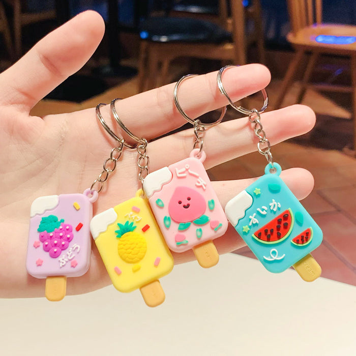 Wholesale New Mini Mini Cartoon Cute Fruit Ice Cream Keychain Car Chain Personalized Luggage Hanging Decoration Small Gift