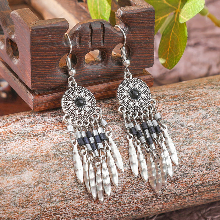 Wholesale 2pcs Bohemian Vintage Flower Tassel Elegant Earrings