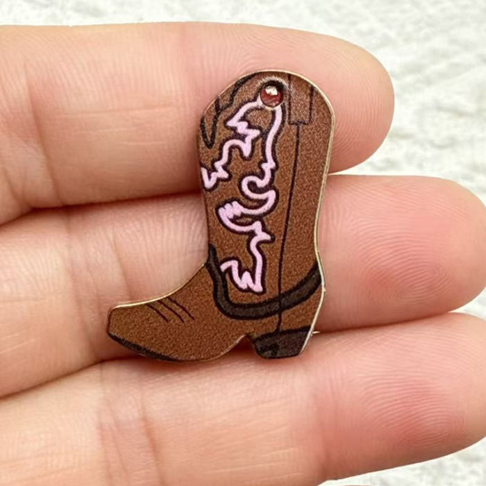 Wholesale 10pcs Alloy Vintage Western Cowboy Printed Boots Keychain Pendant Backpack DIY Jewelry Accessories