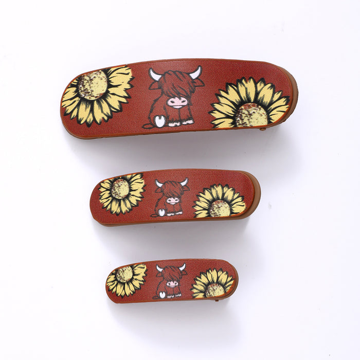 Wholesale retro multi-color sunflower bull head letter pattern hairpin combination suit hairpin