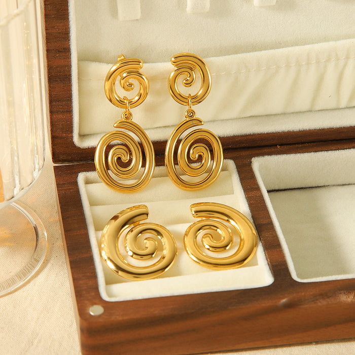Wholesale Gold Plated Earrings stainless steel geometric spiral earrings