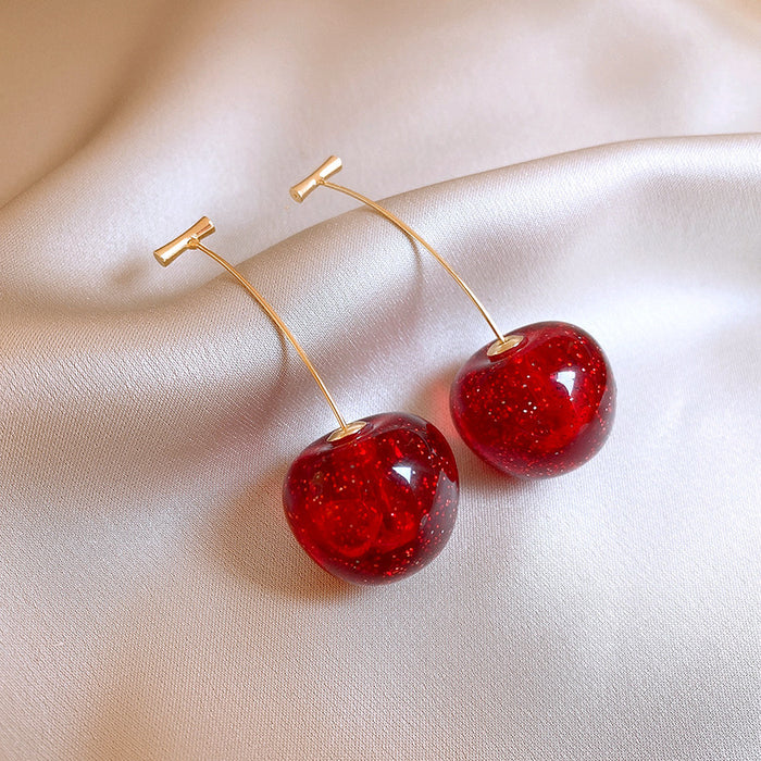 Wholesale Alloy Cherry Earrings Cute Design Fashion Jewelry Accessory
