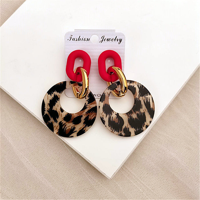 Wholesale Acrylic Geometric Leopard Circle Earrings JDC-ES-ChouD011