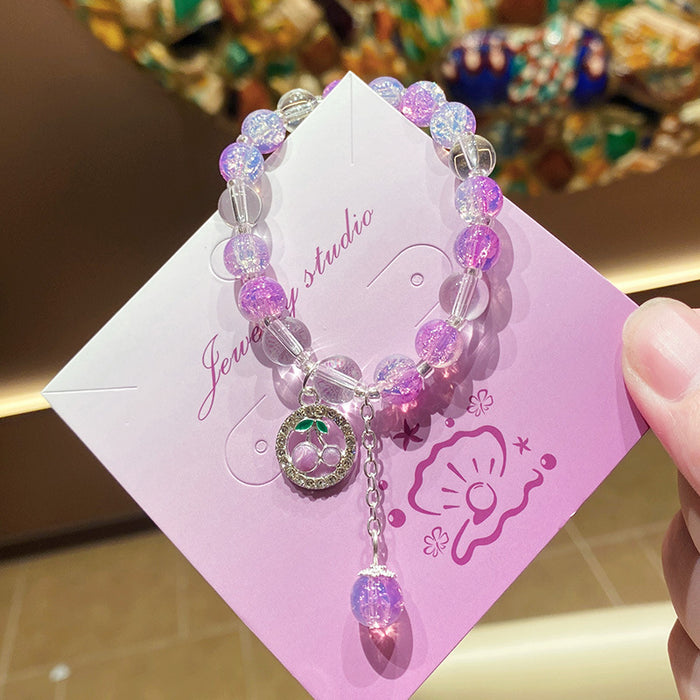 Wholesale Cherry Design Glass Beaded Bracelet Fashion Jewelry Accessory MOQ≥3