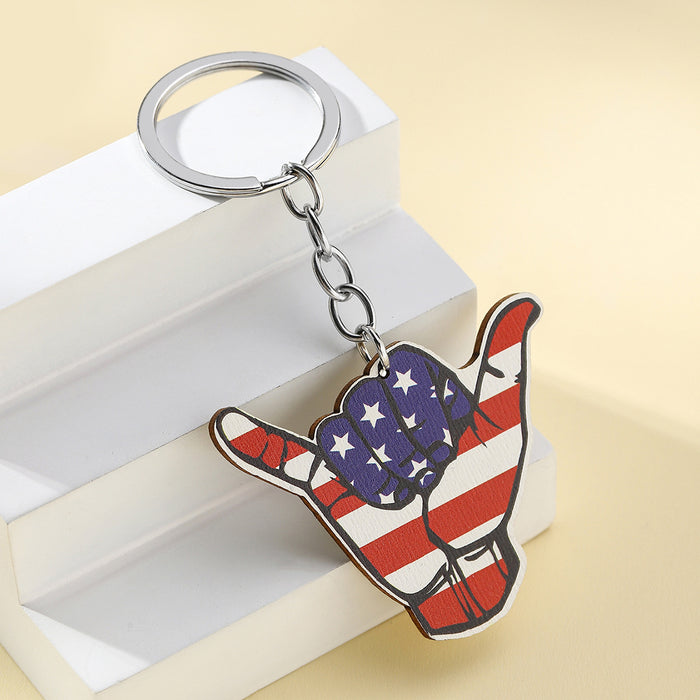 Wholesale American Flag Wooden Eagle Butterfly Keychain JDC-KC-WoD002