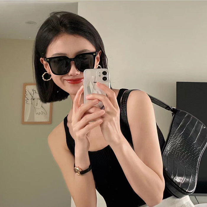 Wholesale Sunscreen ink women's high-end feel large square round face polarized sunglasses driving glasses