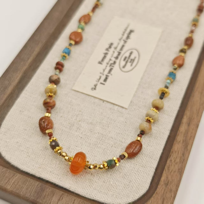 Wholesale Natural stone bead necklace original design necklace bracelet set fashionable and versatile