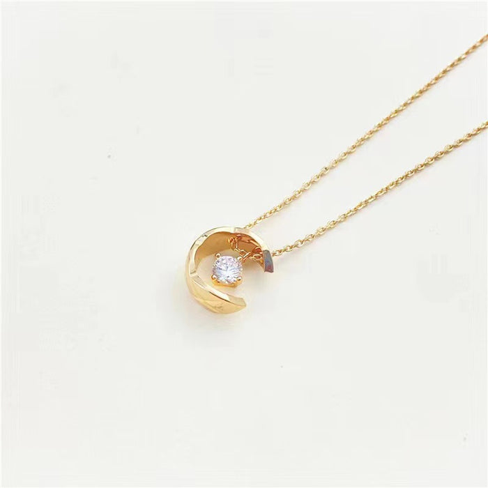 Wholesale Diamond Moon Silver Necklace JDC-NE-XiaoFX001