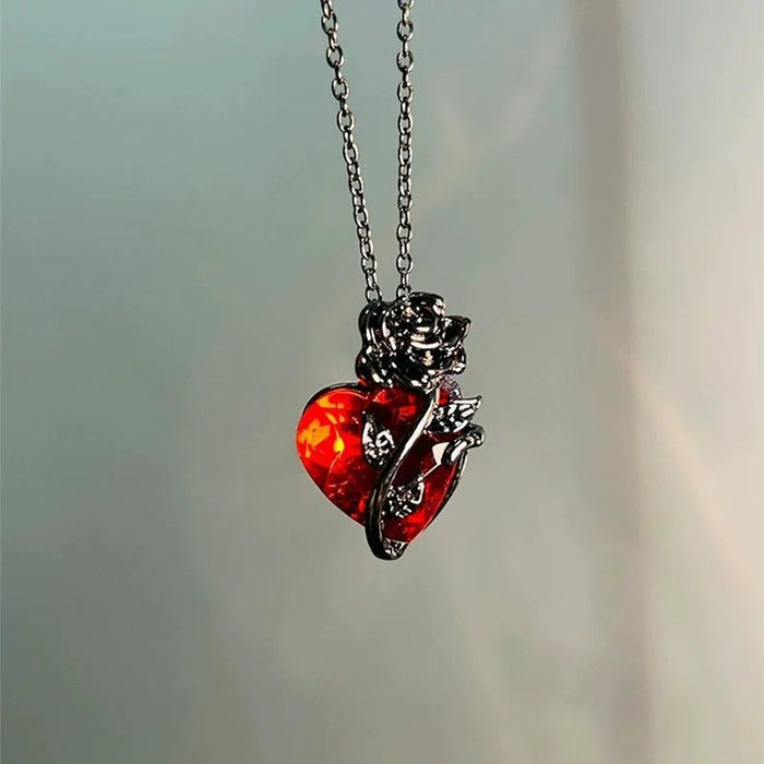 Wholesale winding love rose necklace   heart pendant neck chain