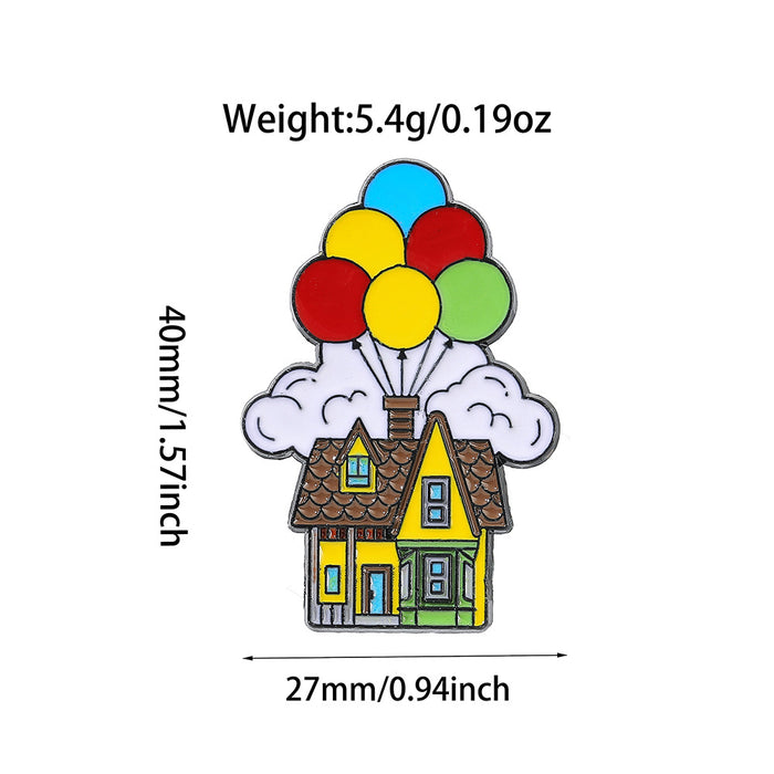 Wholesale Cartoon Flying House Balloon Brooch Creative Metal Badge For Hats And Clothing