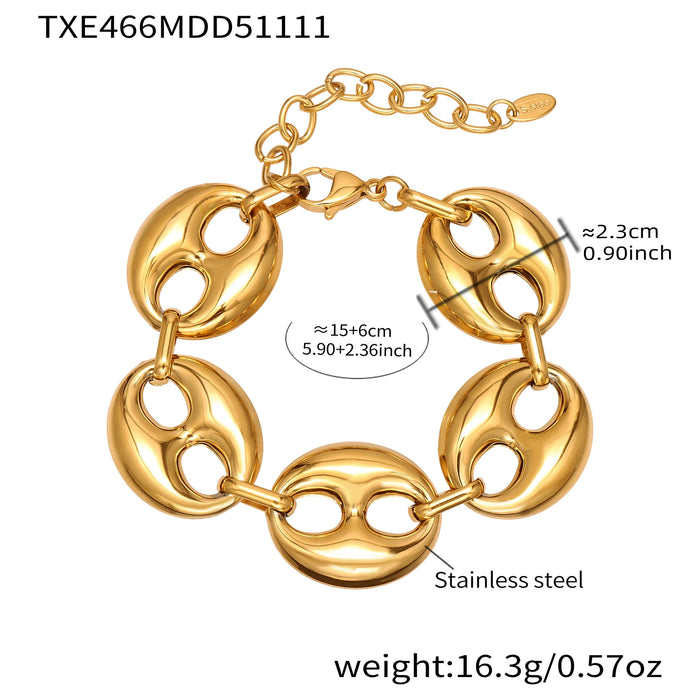 Wholesale Color-blocked hollow coffee bean titanium steel bracelet clavicle chain