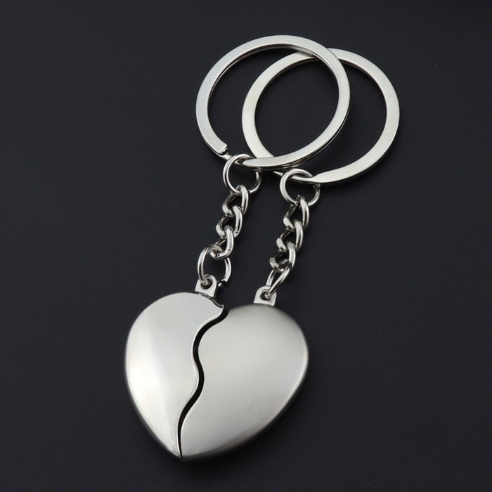 Wholesale Heart-shaped couple metal keychain