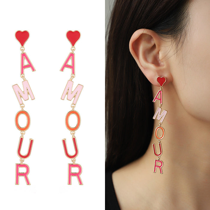 Wholesale Valentine's Day Letters Oil Drop Earrings JDC-ES-KenJie003