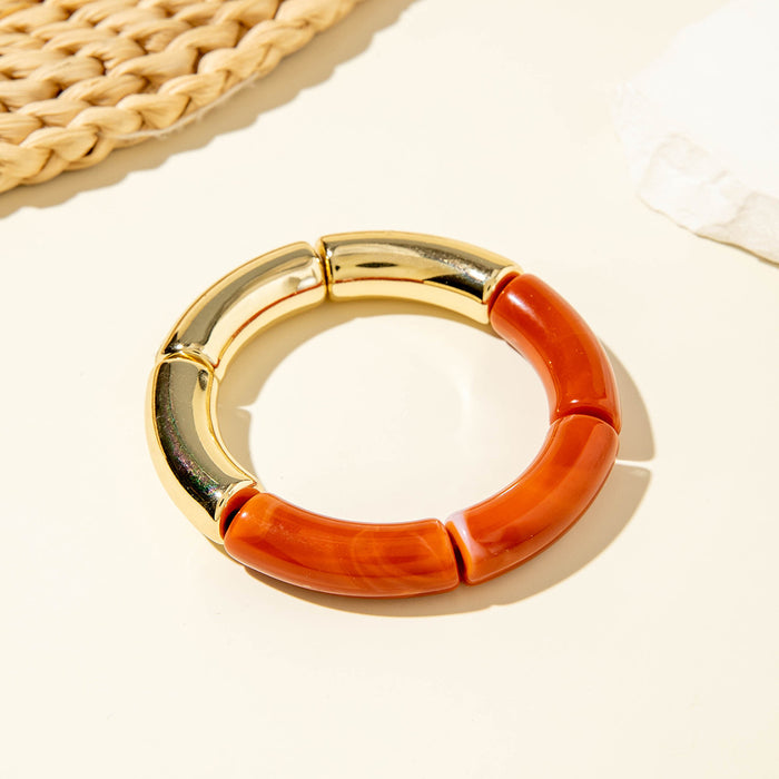 Wholesale Personalized acrylic curved tube bracelet curved bamboo tube halo retro marble bracelet