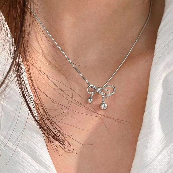 Internet Celebrity Bowknot Woolen Chain Necklace Female Niche Design