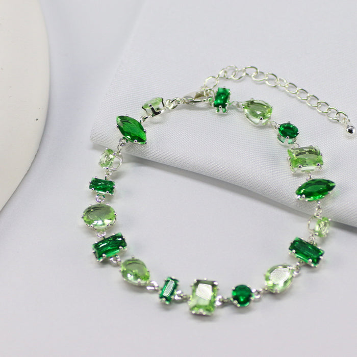 Wholesale Oval Zircon Bracelet for Women,  Emerald Streamer Crystal Candy Bracelet