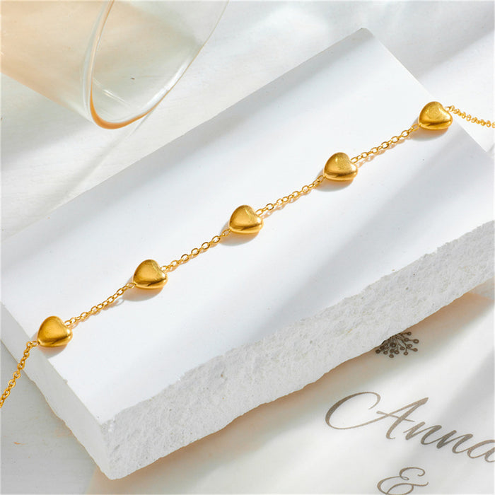 Wholesale Three dimensional smooth heart-shaped necklace versatile all body titanium steel bracelet heart-shaped bracelet