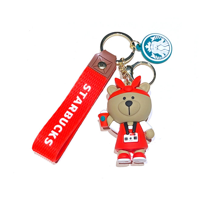 Wholesale Milk tea bear keychain pendant cute bear doll exquisite car key chain ornaments gift
