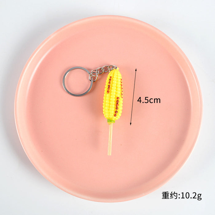 Wholesale PVC BBQ Skewers Food Toy Keychain Simulated Meat And Quail Egg Pendant Boutique Resale Accessory MOQ≥5