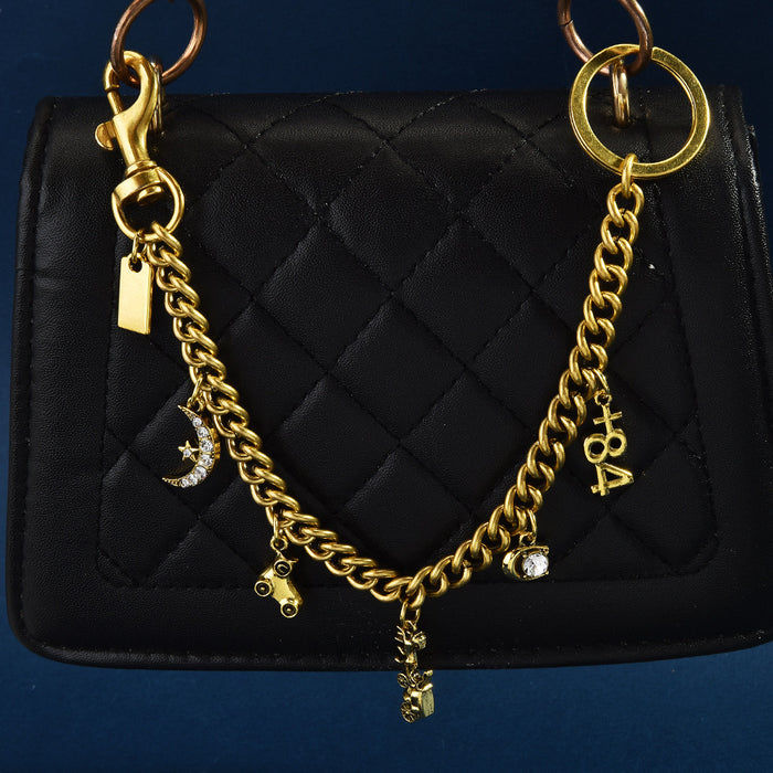 Wholesale Dinosaur Heart Shell Cherry Bag Charm Chain Metal Gold Tone Trendy Crossbody Pendant Boutique Resale Accessory