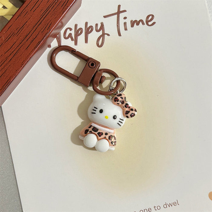 Wholesale Cute leopard print cartoon keychains in brown