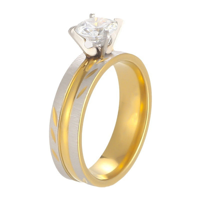 Wholesale 6mm groove batch flower ring titanium steel couple ring wedding ring