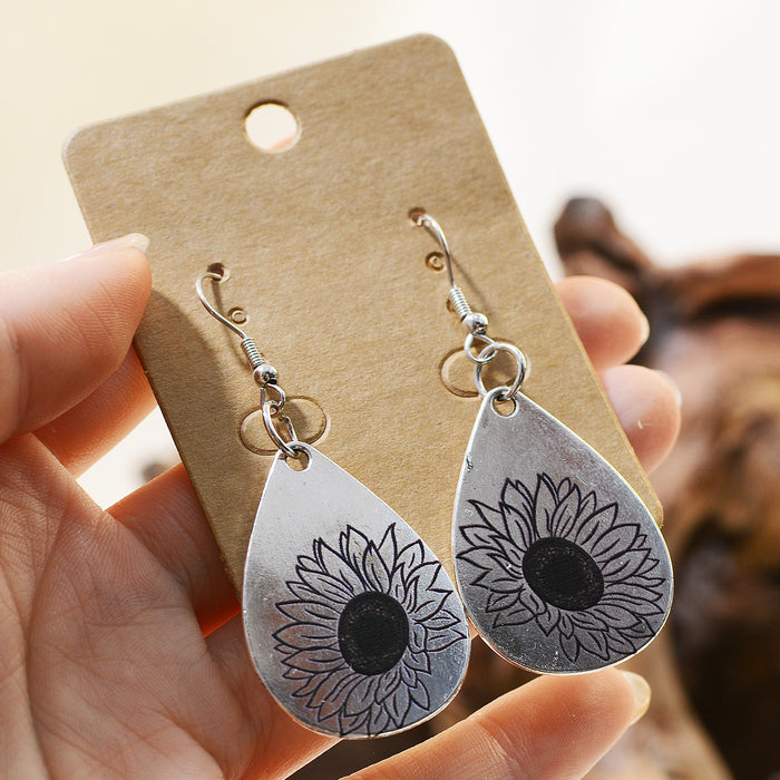 Wholesale Sunflower Hand Drawn Texture Sketch Earrings JDC-ES-ChenC010