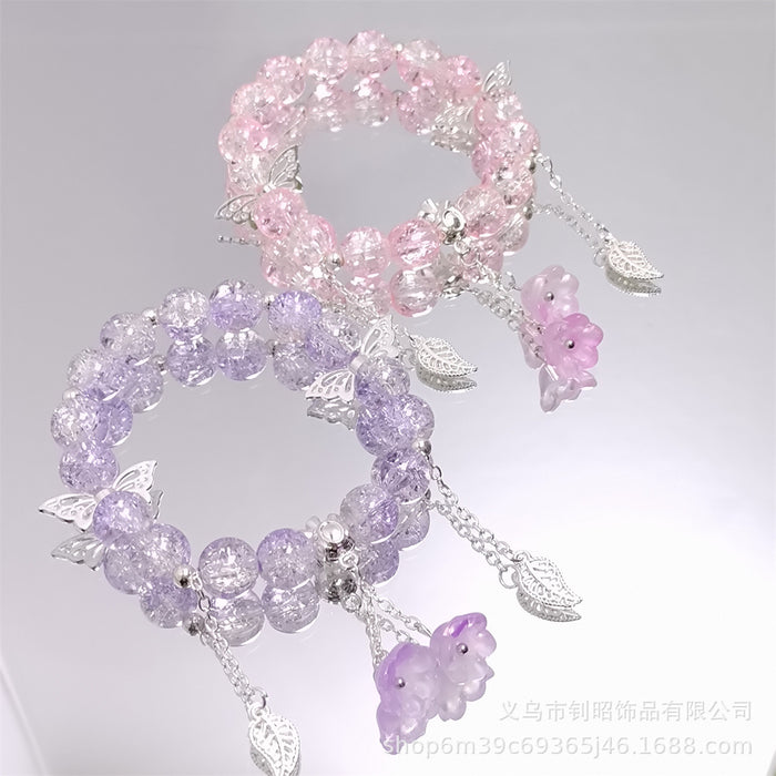 Wholesale Chic Crystal Lily of the Valley Bracelet Butterfly Design Fashion Accessory