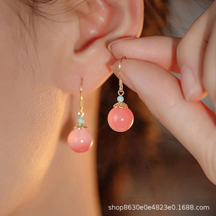 Wholesale Design Round Bead Earrings Strawberry Crystal Ear Hooks, Elegant Earrings