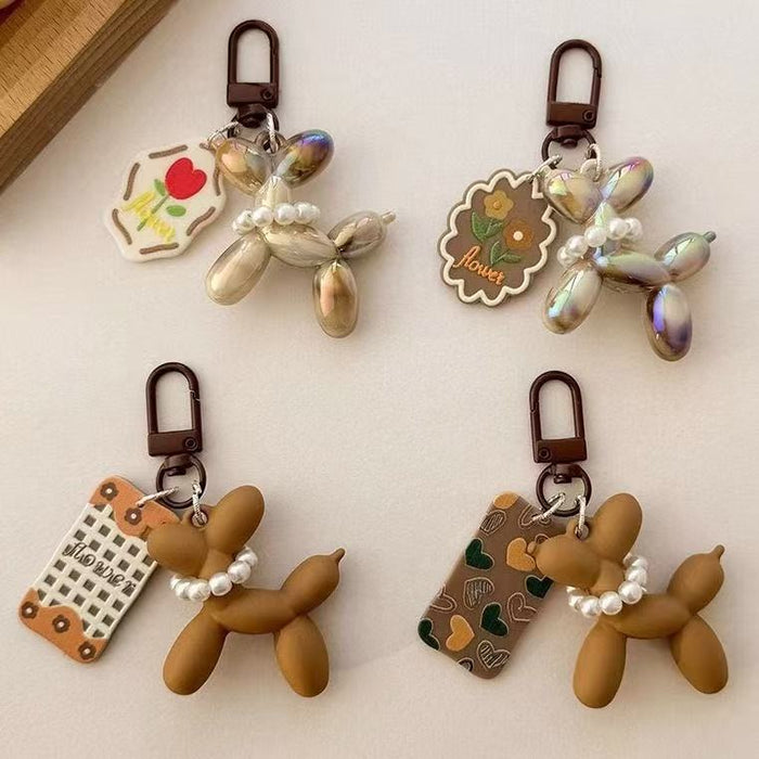 Wholesale brown Flower Ballon Dog Keychain Maillard Pendant Distinctive