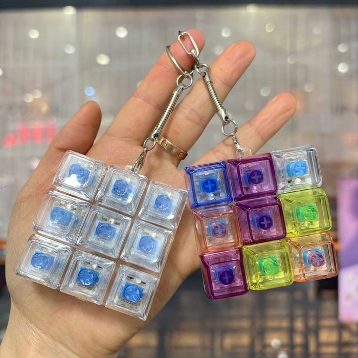 Wholesale PVC Light Transparent Keyboard Keychain Stress Relief Fidget Toy Gift For Couple