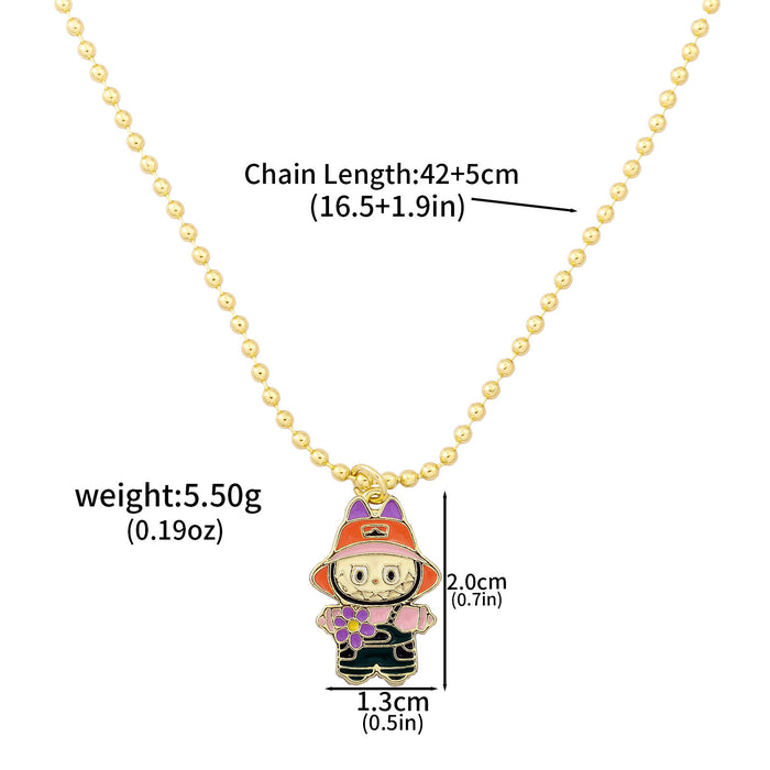 Wholesale Necklace Earrings  Cartoon Cute Metal Enamel Set Pendant Ear Pin Holiday Gift