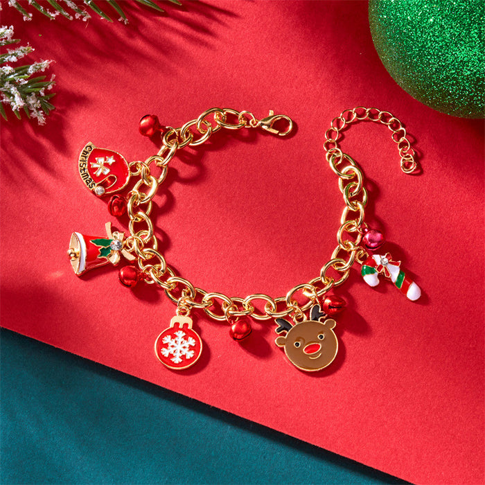 Wholesale Drip Oil Finish Alloy Christmas Bracelet with Santa and Elk Fashion Gift Accessory