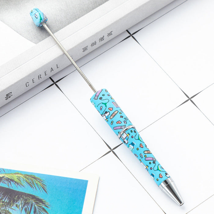 Wholesale Beadable Pen International Nurses Day Printed Plastic Pen DIY for Beaded JDC-PN-Huah026