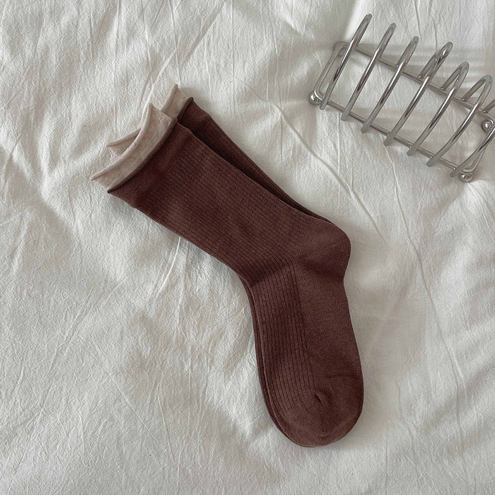 Wholesale Stacked socks versatile mid tube socks boneless rolled edge length tube socks