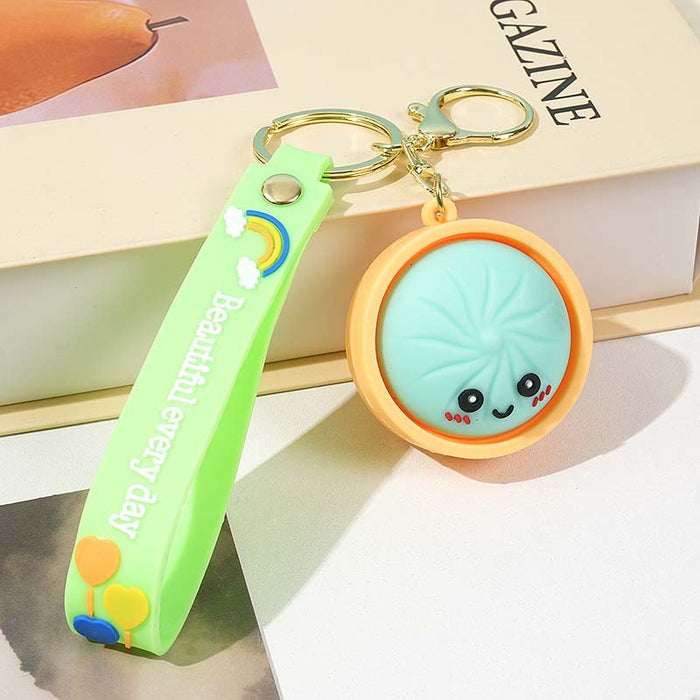 Wholesale Cartoon Steamed Bun Squeeze Toy Keychain - Soft Glue Stress Relief Pendant MOQ≥2