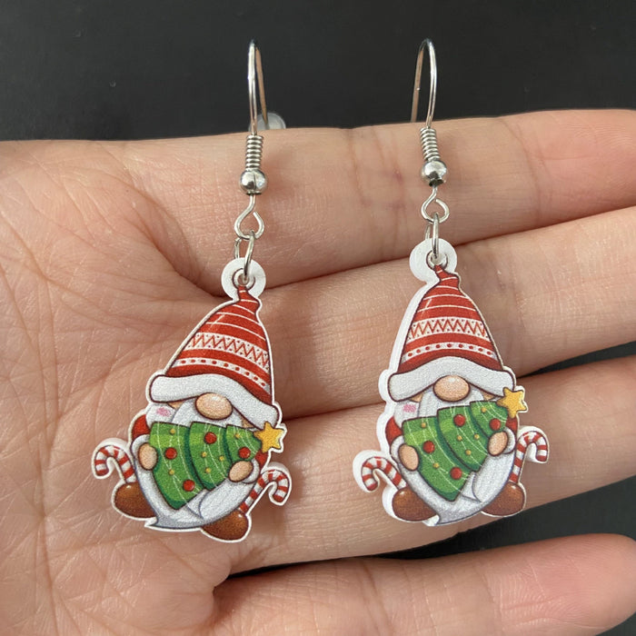 Wholesale Fashion Acrylic Cartoon Christmas Earrings With Reindeer Flamingo And Rainbow Designs Party Wear Jewelry Accessory