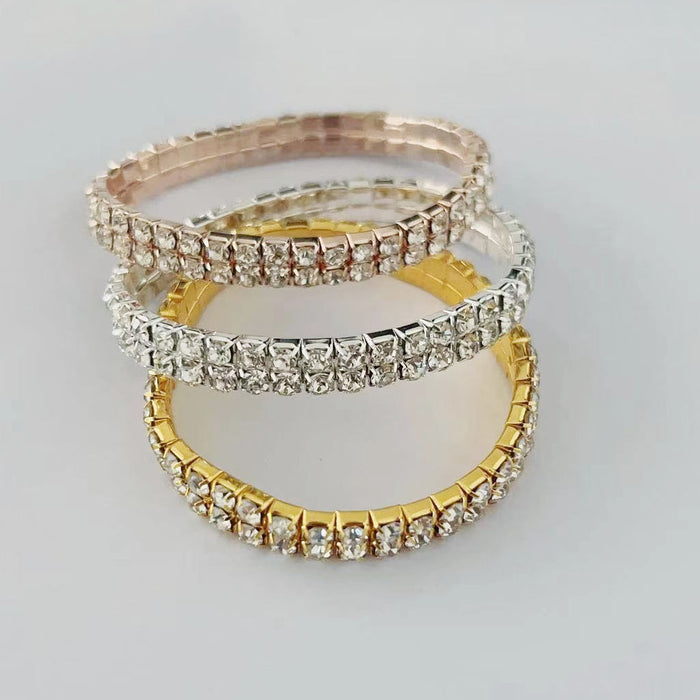 Wholesale Full Diamond Double Row Elastic Bracelet JDC-BT-YG002